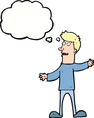 Bir insan tarafından çizilen düşünce baloncuğuyla adamı şaşırtan çizgi film.