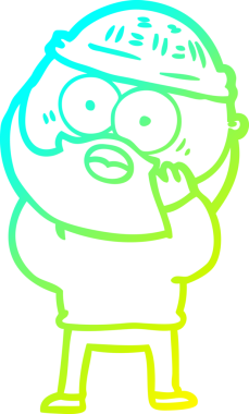 Bir insan tarafından çizilmiş sakallı bir karikatür çizimi.