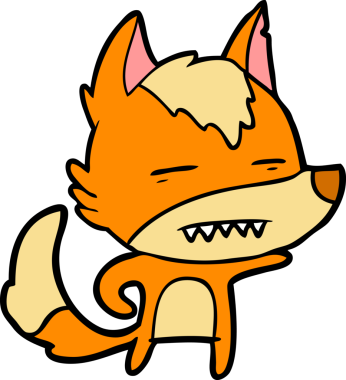 Bir insan tarafından çizilmiş tilki çizgi film karakteri