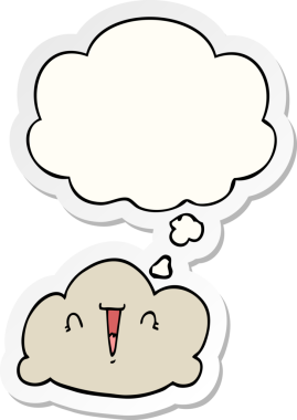 Düşünce baloncuklu karikatür bulutu insan tarafından çizilmiş bir çıkartma.