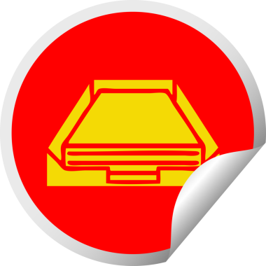 Bir insan tarafından çizilmiş bir kutunun dairesel kabuk soyma etiketi.