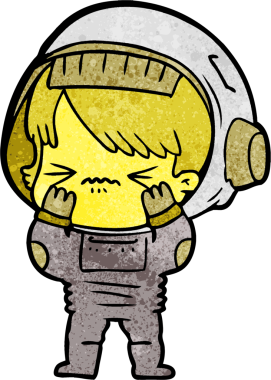 Bir insan tarafından çizilen hatayı yapan uzay kızı.