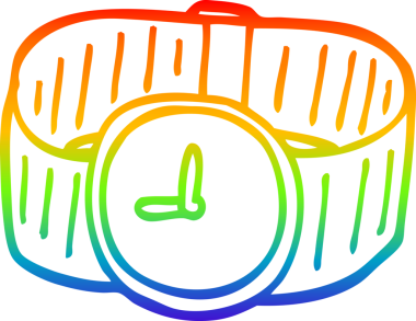 gökkuşağı gradyan çizgi çizimi bir insan tarafından çizilmiş bir bilek saati