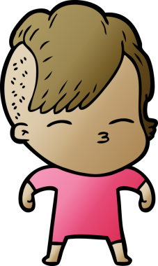 Bir insan tarafından çizilmiş şaşı çizgi film kızı.