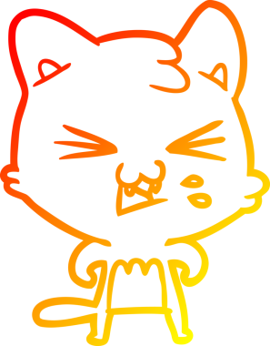 Bir insan tarafından çizilmiş çizgi film kedisinin sıcak çizgi çizimi