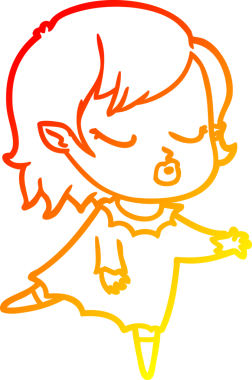 Bir insan tarafından çizilmiş sevimli bir vampir kız çizgi çizimi.