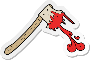 Bir insan tarafından çizilmiş kanlı balta çıkartması.