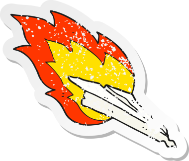 Bir insan tarafından çizilen karikatür kâğıdından uçak kazasının gerilimli retro çıkartması.