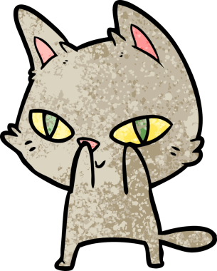 Bir insan tarafından çizilmiş çizgi film kedisi.