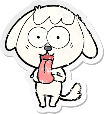 Bir insan tarafından çizilmiş şirin bir köpeğin sıkıntılı çıkartması.