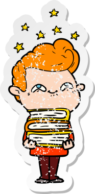 Bir insan tarafından çizilmiş heyecanlı bir karikatür çıkartması.