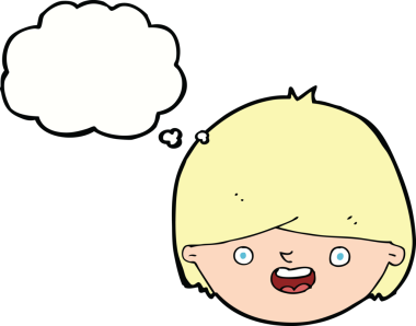 Bir insan tarafından çizilmiş düşünce baloncuklu mutlu bir yüz.