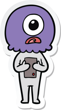 Bir insan tarafından çizilmiş uzaylı uzay adamının çizdiği Tepegöz 'ün çıkartması.