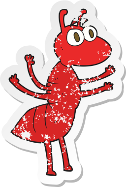 Bir insan tarafından çizilmiş karınca çizgi filminin gerilimli yapıştırması.