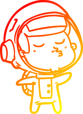 Bir insan tarafından çizilmiş kendinden emin bir astronotun sıcak çizgi çizimi