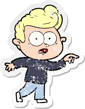 Bir insan tarafından çizilmiş, kederli bir çizgi film çıkartması.