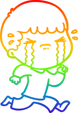 Gökkuşağı gradyan çizimi bir insan tarafından çizilmiş ağlayan bir karikatür adamı çiziyor.