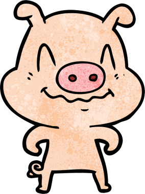 Bir insan tarafından çizilmiş sinirli çizgi film domuzu.