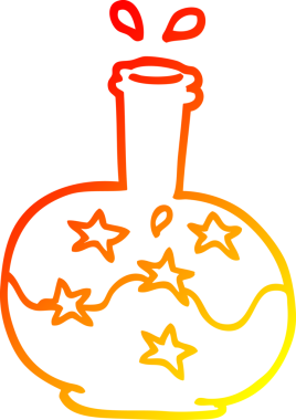 Bir insanın çizdiği sihirli iksirin sıcak çizgi çizimi.