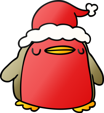 Bir insan tarafından çizilmiş Kawaii Robin 'in el çizimi gradyan çizgi filmi.