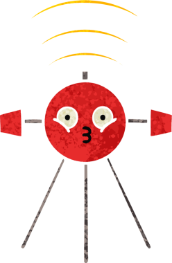 Bir insan tarafından çizilmiş bir uydunun retro çizim tarzı karikatürü