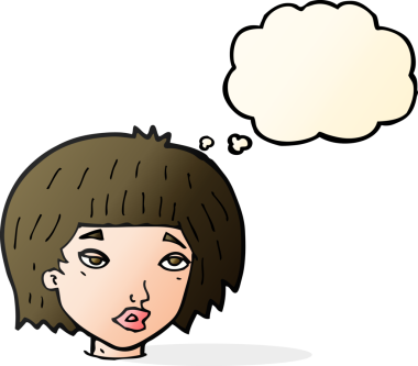 Bir insan tarafından çizilmiş düşünce baloncuğu olan sıkılmış bir kadın.