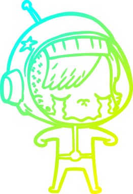 Bir insan tarafından çizilmiş ağlayan astronot bir kızın soğuk gradyan çizimi