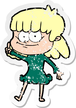 Bir insan tarafından çizilmiş gülümseyen bir karikatür çıkartması.