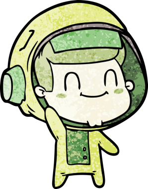 Bir insan tarafından çizilmiş mutlu astronot.