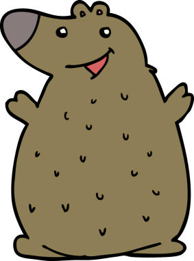 Bir insan tarafından çizilmiş mutlu ayı çizgi filmi.