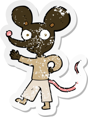 Bir insan tarafından çizilmiş, sallanan bir farenin gerilimli çıkartması.