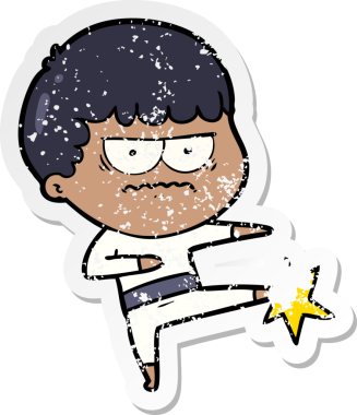 Bir insan tarafından çizilmiş sıkıntılı bir karikatür çıkartması.