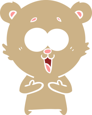 Bir insan tarafından çizilmiş gülen ayıcık düz renkli çizgi film.