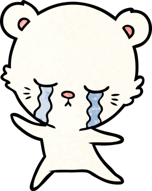 Bir insan tarafından çizilmiş üzgün küçük kutup ayısı çizgi filmi.