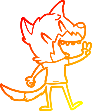 Bir insan tarafından çizilmiş gülen tilki çizgi filmi.