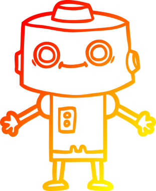 Bir insan tarafından çizilen çizgi film robotunun sıcak çizgi çizimi