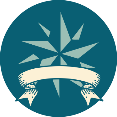 bir insan tarafından çizilmiş bir yıldızın pankartıyla dövme biçimi simgesi