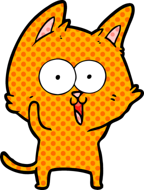 Bir insan tarafından çizilmiş komik çizgi film kedisi.