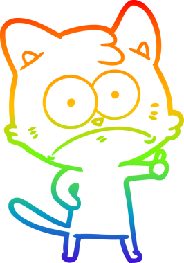 Gökkuşağı gradyan çizgi çizimi Bir insan tarafından çizilmiş gergin kedi