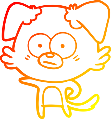 Bir insan tarafından çizilmiş gergin bir köpek çizgi filminin sıcak gradyanı.