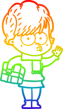 gökkuşağı gradyan çizimi bir insan tarafından çizilmiş bir karikatür kadın