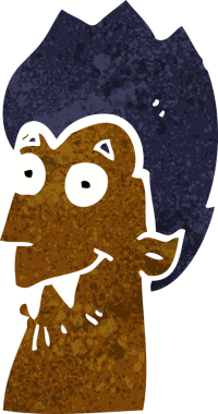 Bir insan tarafından çizilmiş vampir kafası.