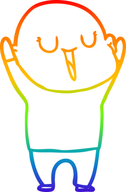 gökkuşağı gradyan çizimi mutlu bir çizgi kel adamın çizimi bir insan tarafından çizildi