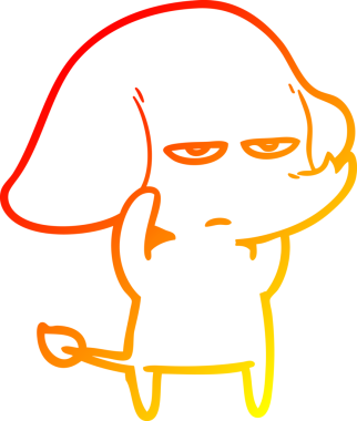 Bir insan tarafından çizilmiş kızgın bir fil çizimi.