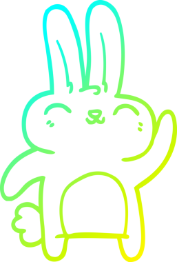 Bir insan tarafından çizilmiş mutlu bir tavşanın soğuk çizgi çizimi