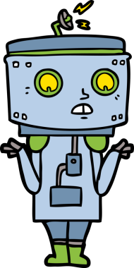 Bir insan tarafından çizilmiş robot omuz silkme.