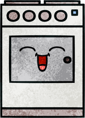 Bir insan tarafından çizilmiş mutfak fırınının retro grunge deseni.