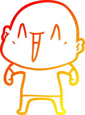 Bir insan tarafından çizilmiş mutlu, kel bir adamın sıcak çizgi çizimi.