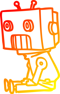 Bir insan tarafından çizilen çizgi film robotunun sıcak çizgi çizimi