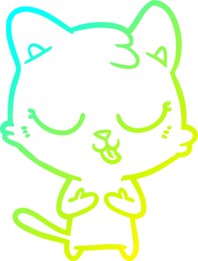 Bir insan tarafından çizilen çizgi film kedisinin soğuk gradyan çizgisi.